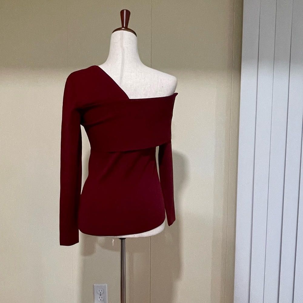 Reiss Eliah Knitted Asymmetric Top Red Size M - Picture 9 of 10